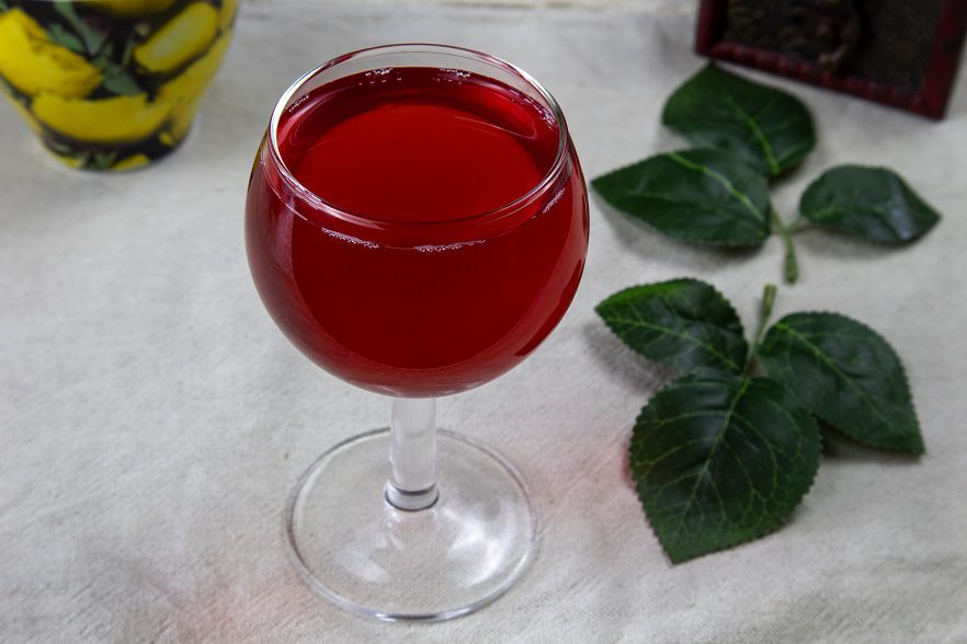 Homemade lingonberry wine