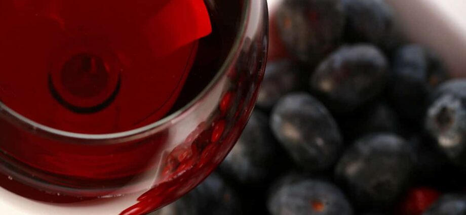 Homemade lingonberry wine