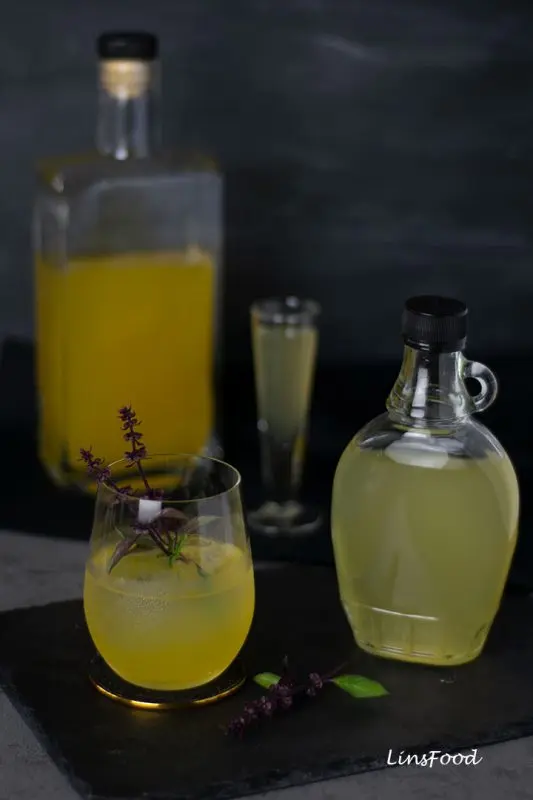 Homemade mango liqueur