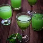 Homemade mint liqueur. Several cooking recipes