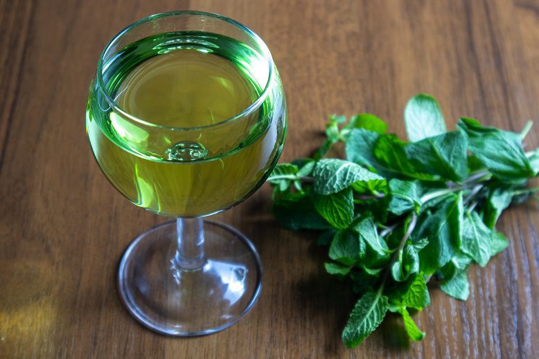 Homemade mint wine