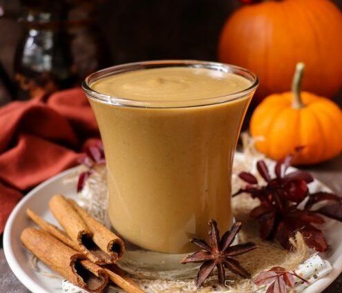 Homemade pumpkin cream liqueur with spices