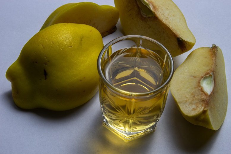 Homemade quince liqueur