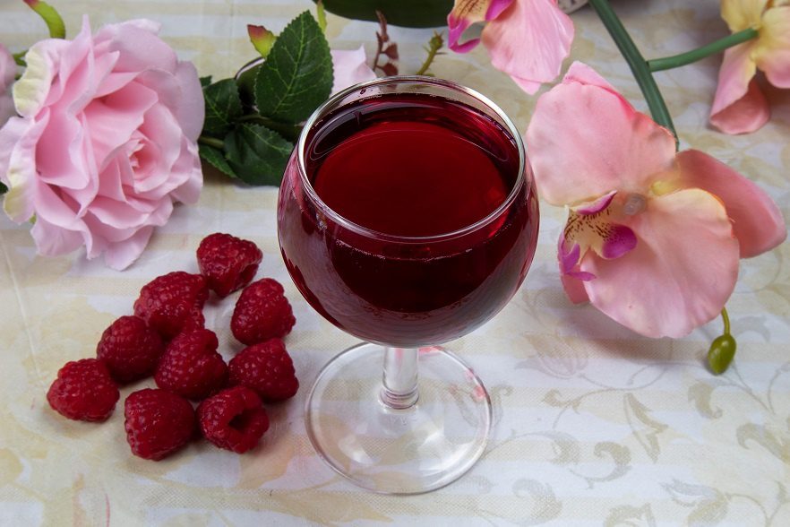 Homemade raspberry wine