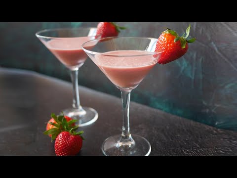 Homemade strawberry liqueur with instant condensed milk