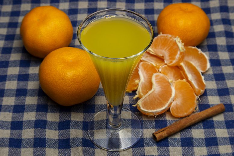 Homemade tangerine liqueur