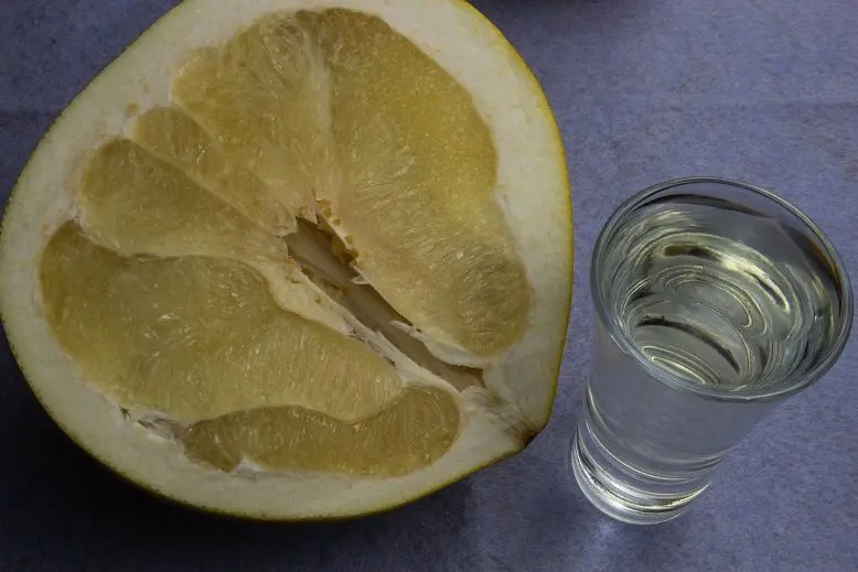 Homemade tincture on pomelo peels