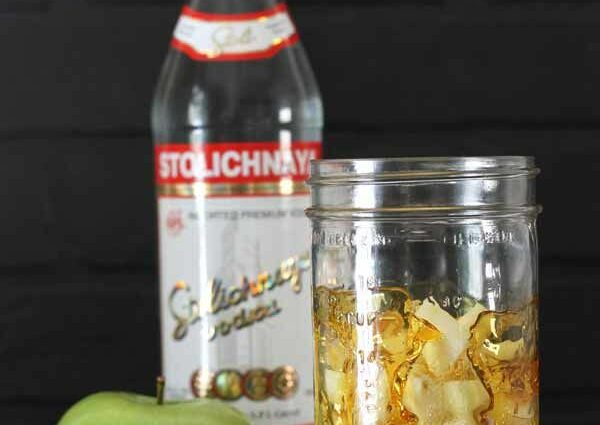 Homemade vodka with apple flavor