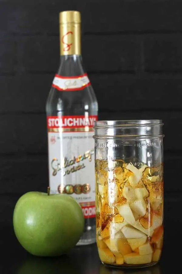 Homemade vodka with apple flavor
