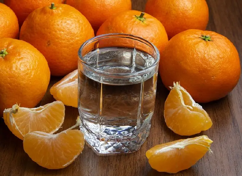 Homemade vodka with mandarin flavor