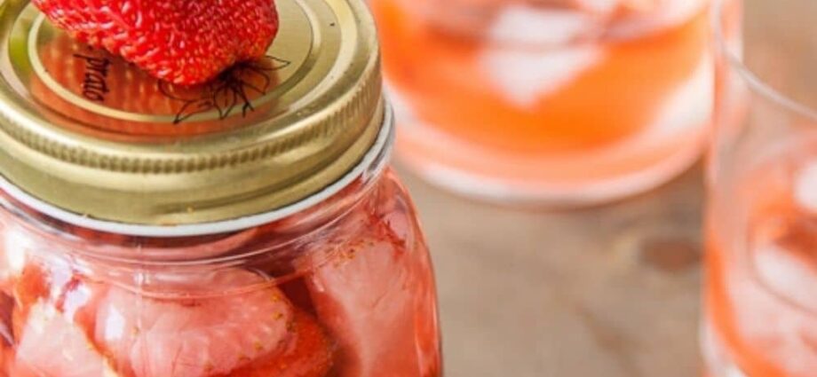 Homemade vodka with strawberry flavor