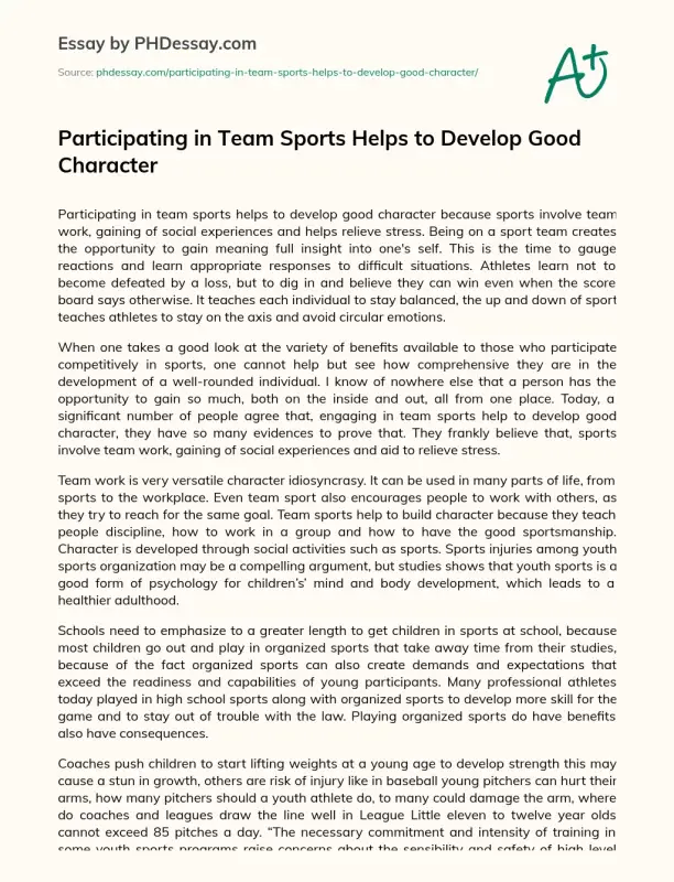 How does sport affect our character?