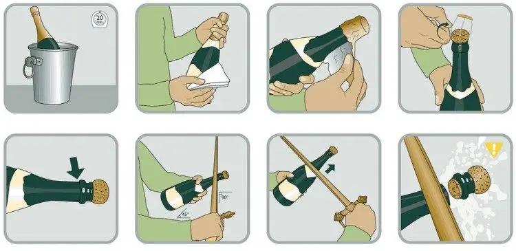 How to open a bottle of champagne if the cork is broken