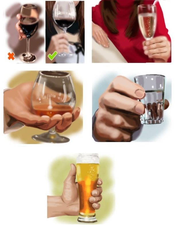 How to properly hold a glass of wine and other drinks