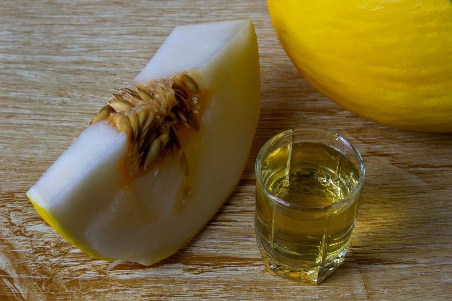 Melon liqueur on strong alcohol (vodka, alcohol, moonshine)