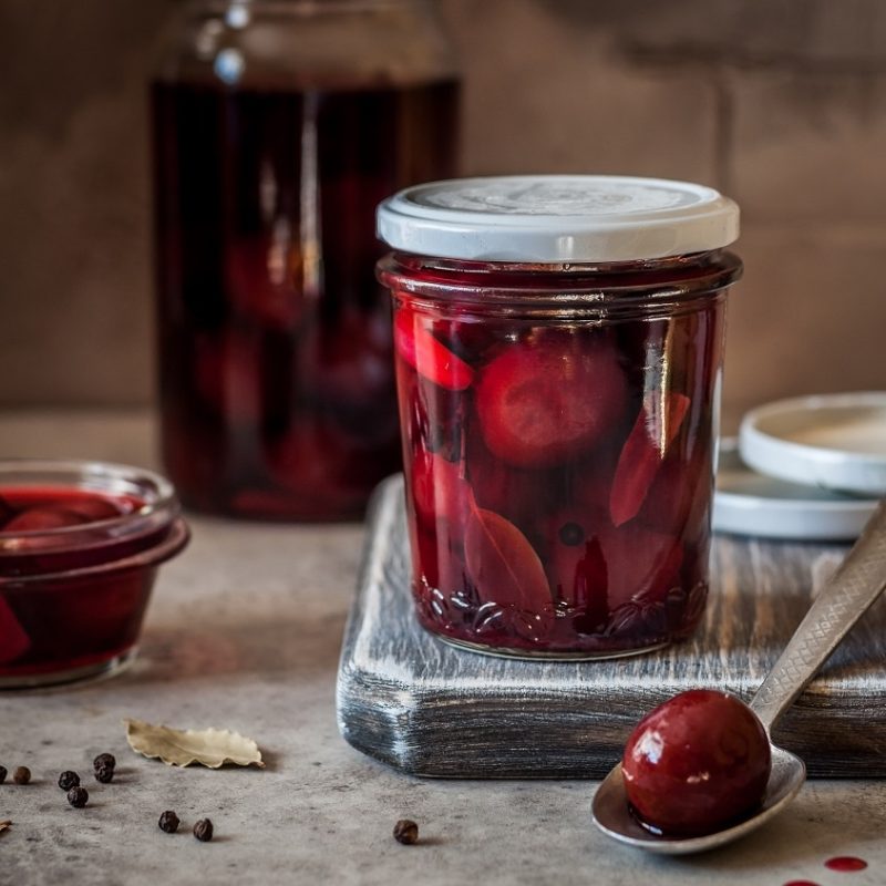 Plums marinated in wine for winter preservation