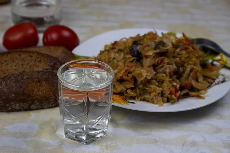 Rye moonshine from grain or flour with malt