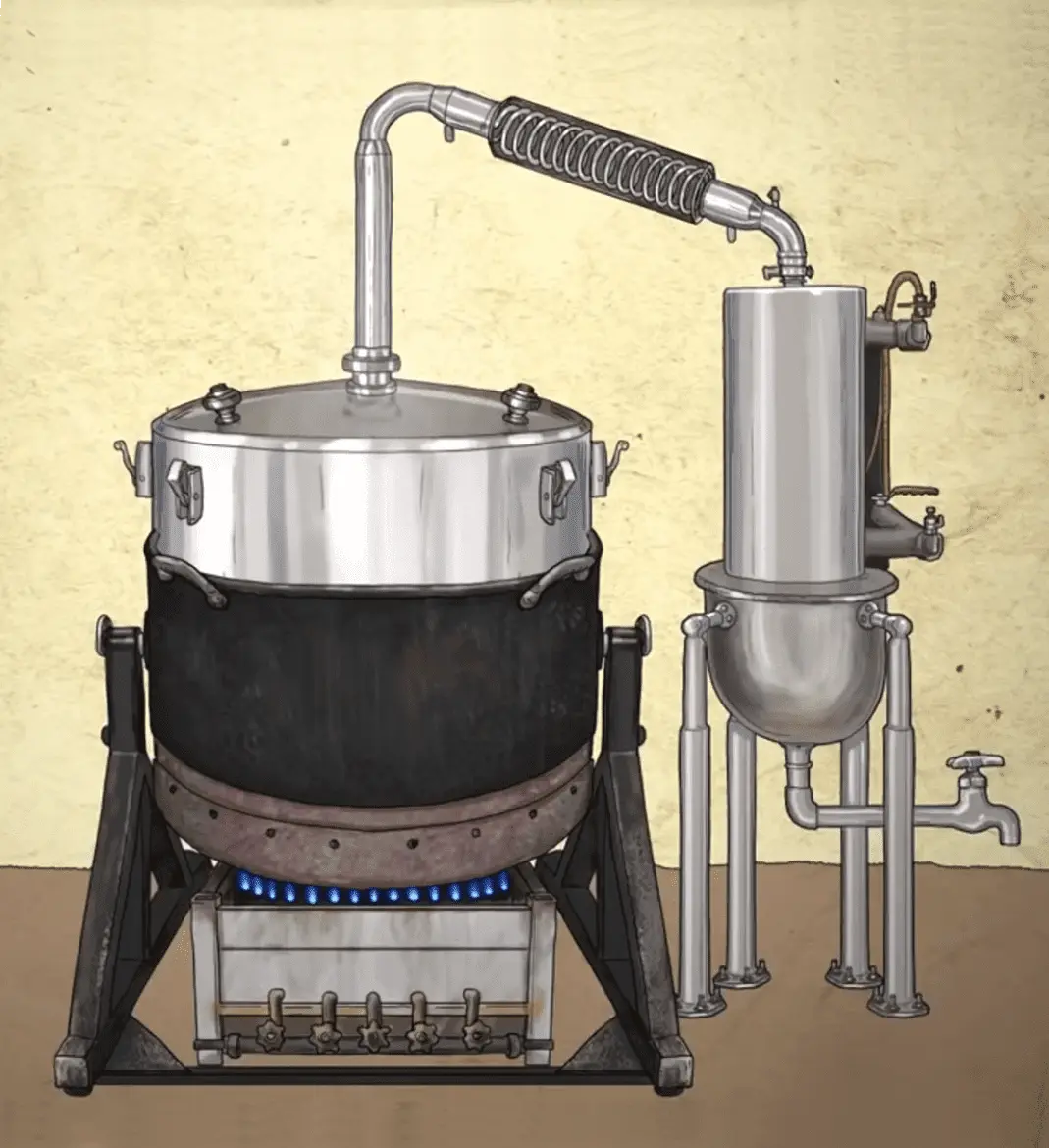 Steam distillation method for thick mash