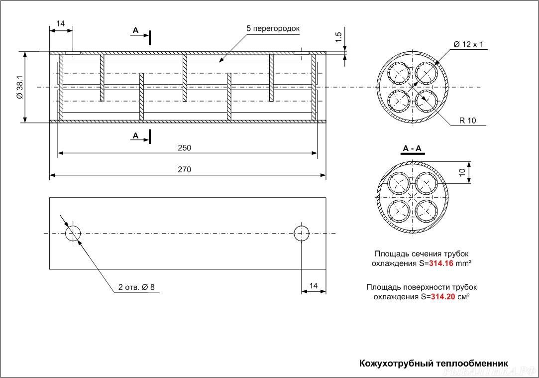 Vertical shell-and-tube dephlegmator or refrigerator