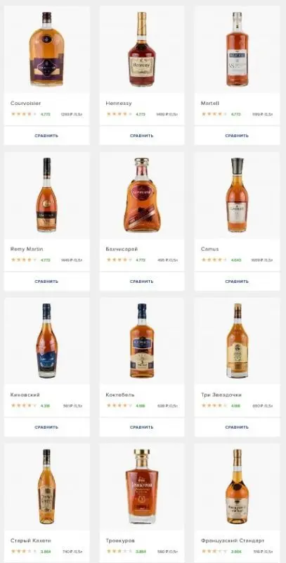 What cognacs does Roskachestvo recommend?