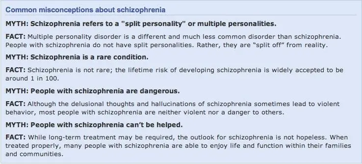 Facts about schizophrenia: dispel or confirm