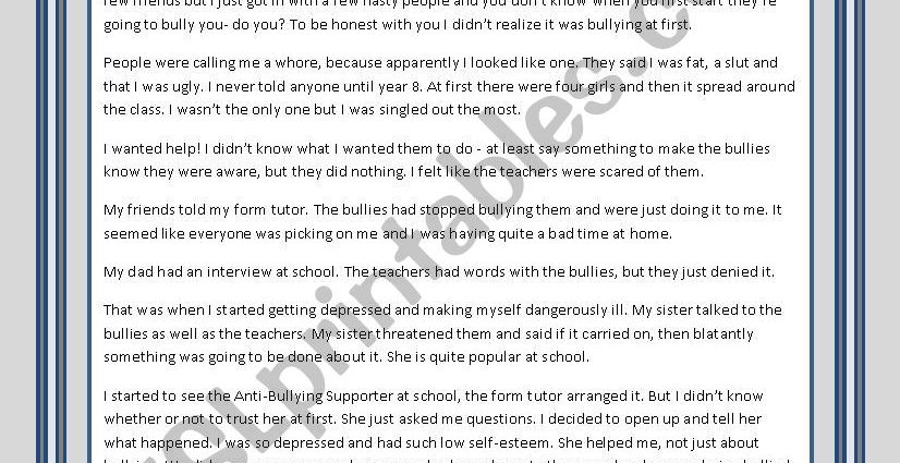 School bullying: the story of one bullying