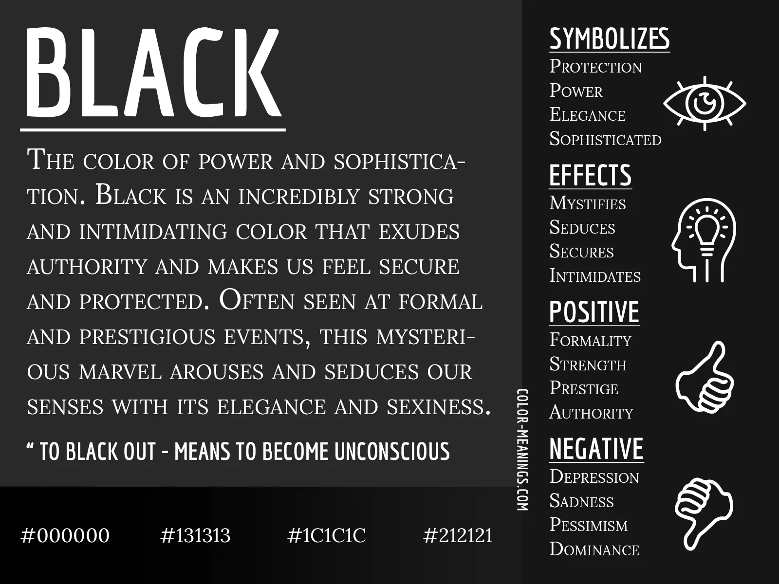 What does black mean in psychology?