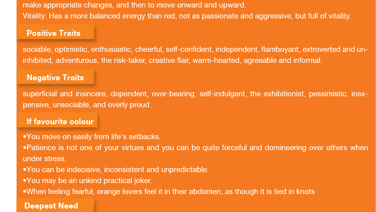 What does orange mean in psychology?