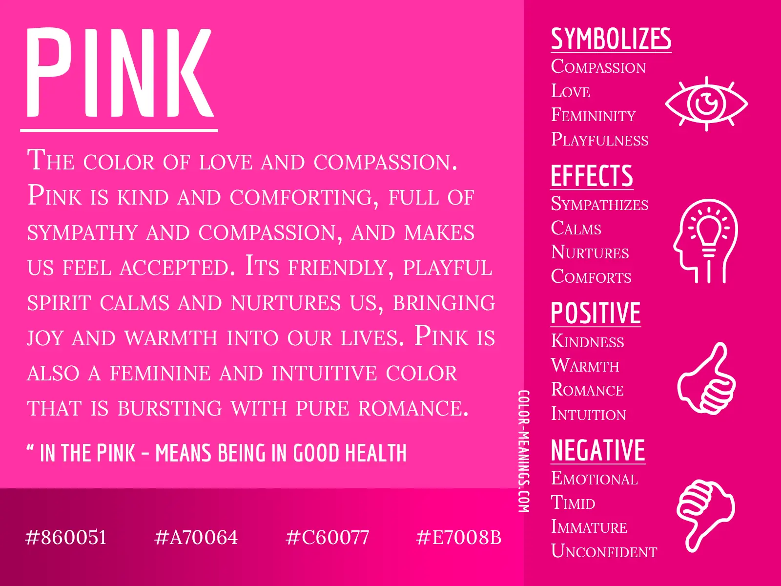 What does pink mean in psychology?