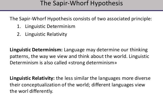 What is interesting about the Sapir-Whorf linguistic hypothesis?