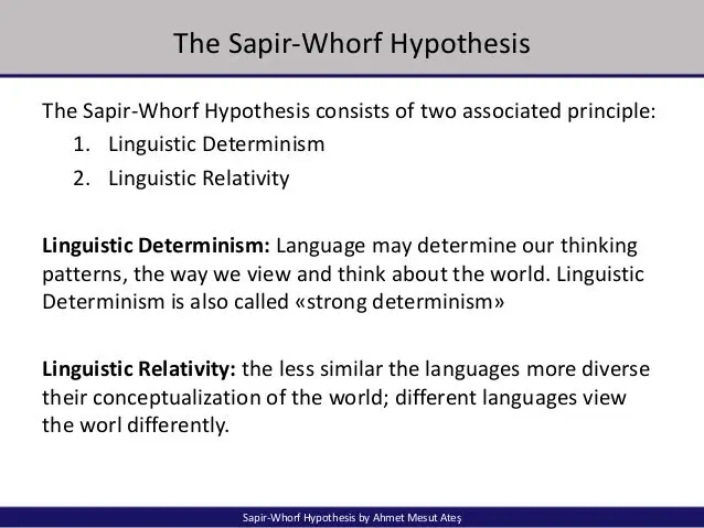 What is interesting about the Sapir-Whorf linguistic hypothesis?