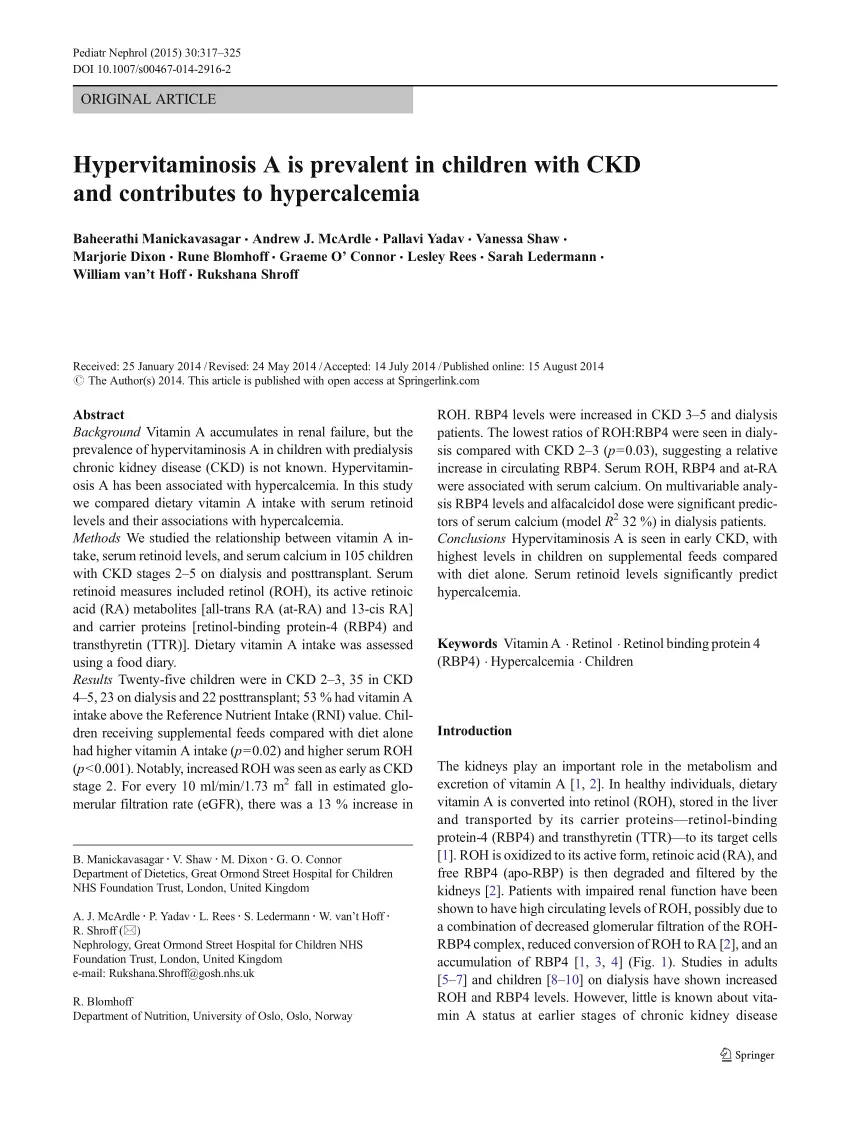 Hypervitaminosis in children