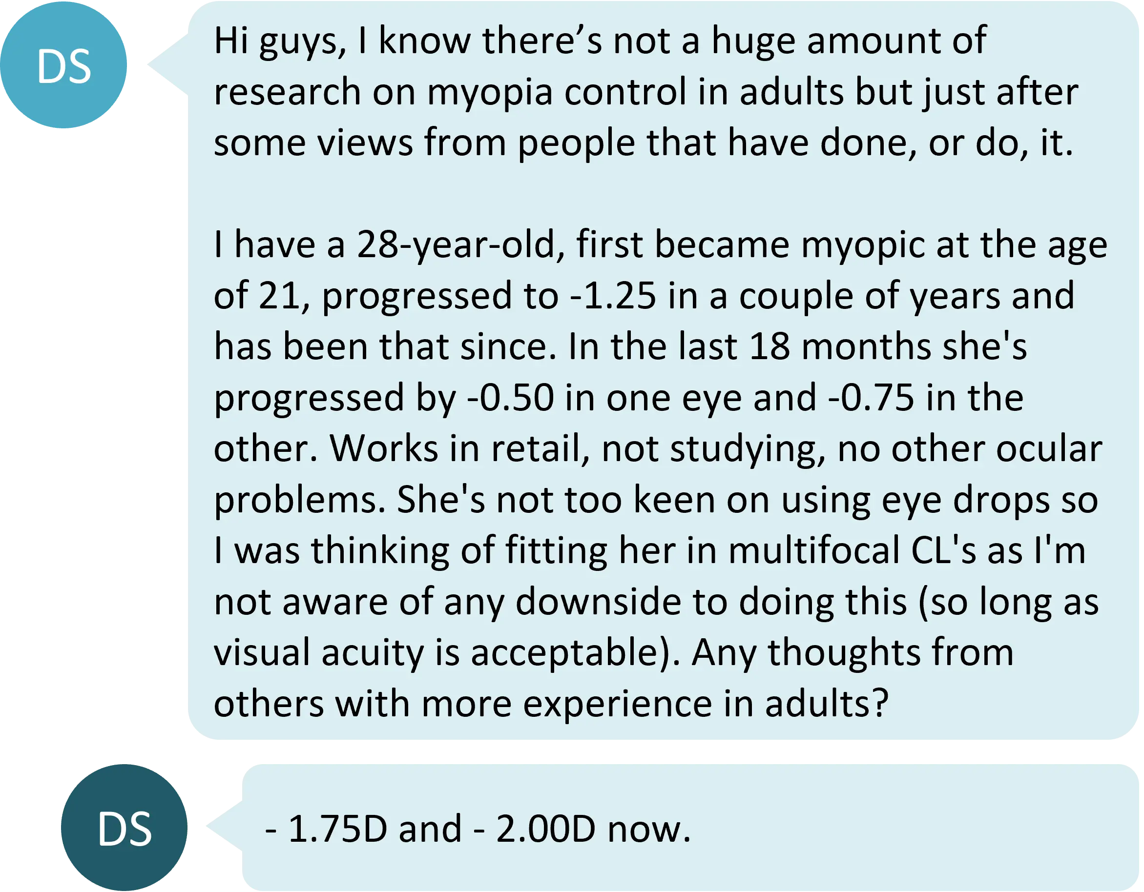 Myopia in adults