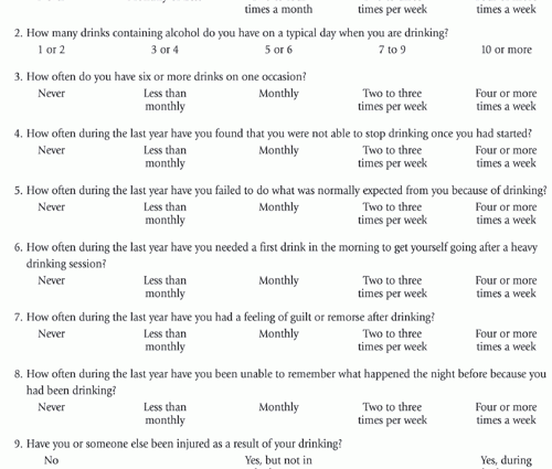 Tests for alcoholism