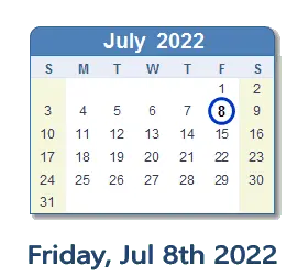 What holiday is July 8, 2022