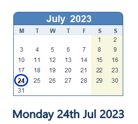 What holiday July 24, 2023