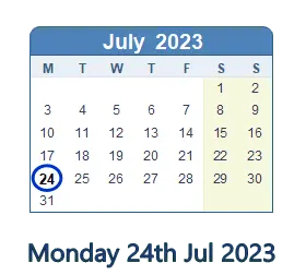 What holiday July 24, 2023