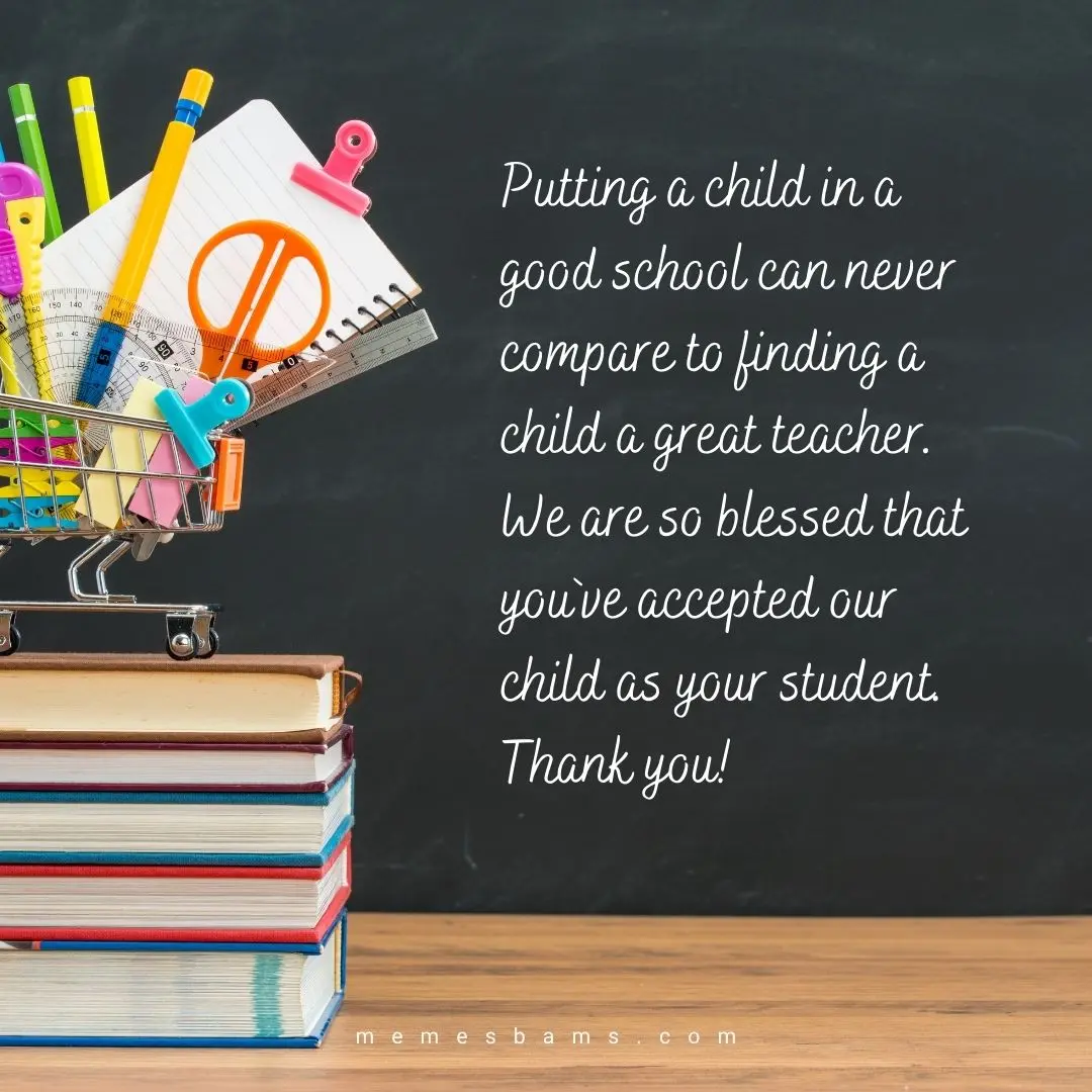 Words of gratitude to the class teacher from the parents