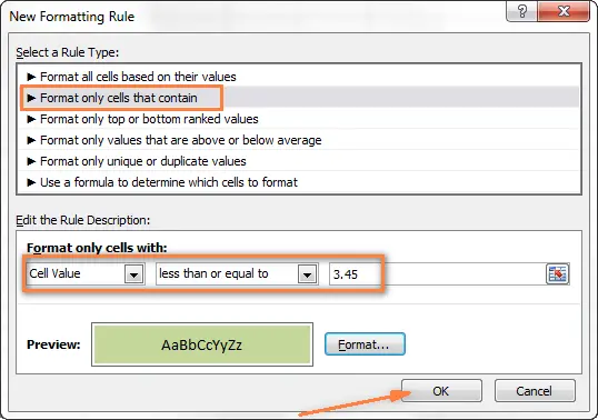 2 ways to change cell fill color in Excel based on their values