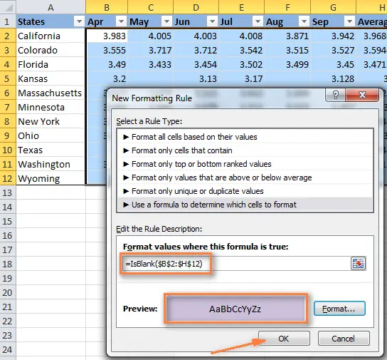 2 ways to change cell fill color in Excel based on their values