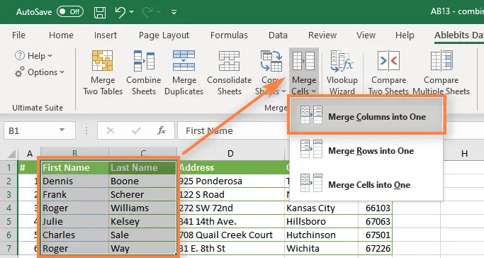 3 ways to merge columns in excel. Merging columns in Excel