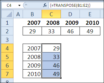 30 Excel functions in 30 days: TRANSPOSE