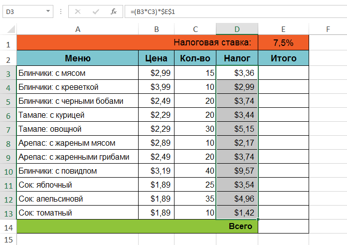 Absolute references in Excel