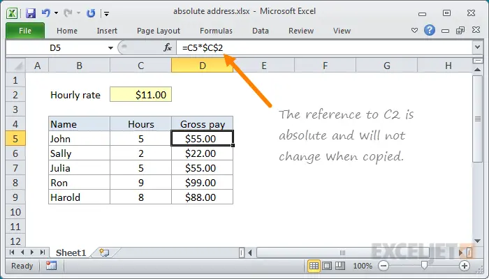 Absolute references in Excel