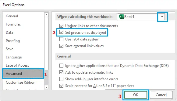 Accuracy as on the screen in Excel: how to set