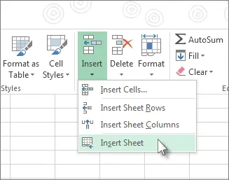 Adding a new sheet in Excel