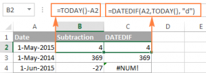 Adding and subtracting days, weeks, months and years in Excel