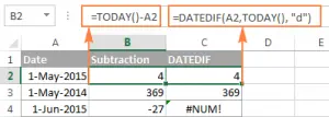 Adding and subtracting days, weeks, months and years in Excel