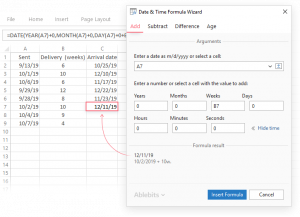 Adding and subtracting days, weeks, months and years in Excel