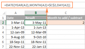 Adding and subtracting days, weeks, months and years in Excel